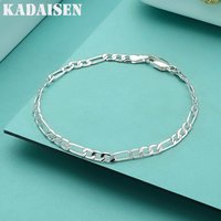 Wholesale Charms Classic 4MM Sideways Chain 925 Sterling Silver Bracelet For Woman Boy Man Jewelry Wedding Party Christmas Gifts