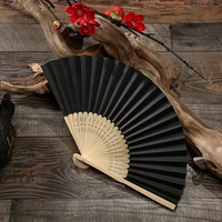1pcVintage Black Bamboo Folding Fan - Handmade Vintage Chinese Style, Lightweight and Durable, Perfect Gift for Ladies and Girls