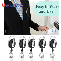 Retractable ID Badge Holder with 360° Swivel Clip, Belt Carabiner, Keychain Ring & Snap Hook, PVC Reel Strap 3/5PCS Lanyard