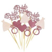 12pcs Glitter Bride To Be Diamond Ring Wedding Cupcake Topper Rose Gold Wedding Bridal Shower Bachelorette Party Cake Decoration