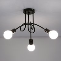 Modern Simple Ceiling Lamp,3 Lights Semi-Flush Mount E27 Base Metal Caged Ceiling Light Fixture (Bulbs not Included)