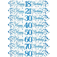 White & Blue Happy Birthday with Sparkle Dots Banner for 16th 18th 21st 30th 40th 50th 60th 70th 80th Birthday Party Decoration