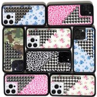 New Wildflower 3D silver solid rivet leopard Phone Case For iPhone 15 13 12 14 17 16 Pro Max Plus fashion flower rivet wf Cover