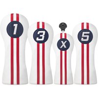 1/4pcs Vertical Double Bar Numbered Golf Club Head Covers - Scratch-Resistant, Impact Protection, Elastic Self-Sealing