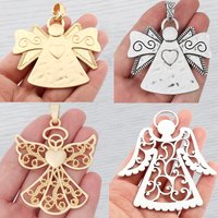 1 x Matte Gold Color Large Hammered Guardian Wings Angel Charms Pendants For DIY Necklace Jewelry Making Findings Accessories
