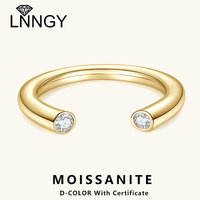 Lnngy Certified 2.5mm Moissanite Adjustable Ring Bague Argen 925 Sterling Silver Two Stone Opening Rings for Women Party Jewelry