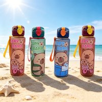 700ml Capybara Water Bottle Leakproof Plastic Straw Cup Portable Outdoor Travel Large Capacity Sports Drink Container