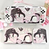 Original Catgirl Pink Girl Switch Oled Protective Shell Girl Heart Cartoon Custom Oled Protective Shell Anime Game Peripherals