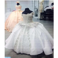 White Luxury Princess Ball Dress Flower Girl Dresses Pearls Lace Up Child Birthday Party Beauty Pageant First Communion