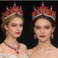 Princess Queen Tiara and necklace earrings Bridal Jewelry Sets Women Wedding Tiaras Crown Set for Birthday Party Gifts