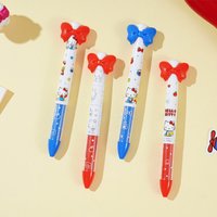 Genuine Hello Kitty Dual-Color Push-Button Gel Pen Sanrio Cartoon 0.7Mm Multi-Color Marker School Writing Drawing Stationery Pen