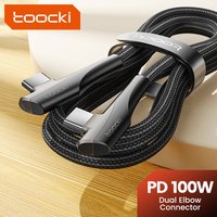 Toocki Double Elbow USB Type C to Type C Cable for Xiaomi Samsung Huawei Macbook iPad 100W Fast Charge Type C Cable Data Cable