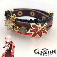 Game Genshin Impact Kaedehara Kazuha Cosplay Bracelet Leather Bracelets Leaf Hand Chain Unisex Bangle Party Props