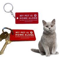 My Pets are Home Alone Alert Key Tags Keychain Emergency Contact Wallet Card Folded Writable Pet Emergency Wallet Tags