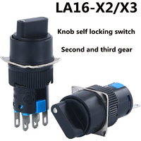 16mm Rotary Switch Knob Round Button 2 / 3 Position 1no1nc 2no2nc Three Six Pin Latch Selector La16y-11x21