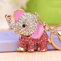 Fashion Crystal Elephant Car KeyChain Alloy Key Chain Ring Holder Animal Keyring Laveros Charm Women Bag Jewelry