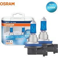 OSRAM Cool Blue Hyper H11 Car Halogen Headlight 5300K Hi/Lo Beam 12V 55W +50% Bright White Lamp Original Genuine 62211CBH,Pair