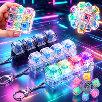 LED Illuminated Keychain Keyboard Clickable Button Fidget Toy Stress Anxiety Relief Portable Desk Accessory Office Decor Gift
