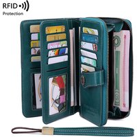 MIYIN Fashion Texture Women's Wallet High Quality RFID Anti Theft Leather Wallet Women's Long Multi Card Wrist Bag