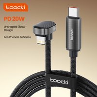 Toocki X97C1 PD20W Fast Charging iP Cable for iPhone 14 USB C to Elbow U-shaped Lighting Cable without Blocking Hands for Gaming
