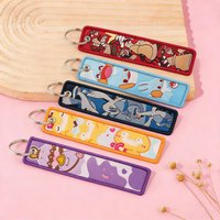 Cartoon Dragon Embroidery Keychain Jet Tag Keyring for Backpack Car Decor Fans Gift Key Tags for Motorcycles Cosplay Accessories