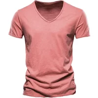 New 100% Cotton Men T Shirt Tops V Neck Thin Short Sleeve Tees High Quality Men's Fashion Fitness Hot T-shirt For Men Size S-5XL