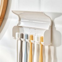 1PC - Wall mounted toothbrush holder storage rack, non perforated bathroom toothbrush storage rack