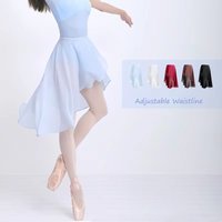 Adjustable Waist Ballet Skirt for Women Adult, Chiffon Dance Skirt Tutu Wrap Practice Skirt with Sheer Layer
