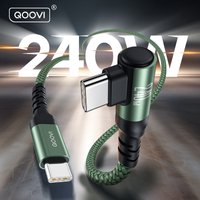 QOOVI PD240W Elbow Cable Ultra Fast Charging USB Type C Cable PD3.1 Quick Charge for Laptop Samsung Xiaomi iPhone 17 MacBook