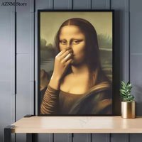 Mona Lisa Bathroom Wall Art Poster Prints Toilet Humor Funny Davinci Inspired Bathroom Vintage Bad Smell Canvas Painting Decor