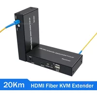 20Km IP HDMI Fiber KVM Extender over Sing SC Fiber Cable 1080P HDMI USB KVM Fiber Optical Transceiver Support USB Keyboard Mouse
