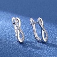 925 Sterling Silver Zirconia Crystal Earrings For Women Classic Geometric Twisted Line Earrings Party Versatile Jewelry ear cuff