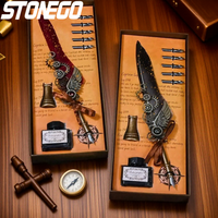 Vintage Wing Design Dip Pen Set with Stand Classic Feather Shape for Calligraphy Art Signature Craft 15ml Refill Ink Bottle