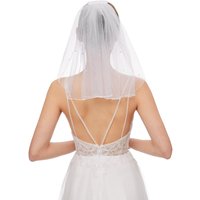 Bridal Wedding Veil Women's Short Vails with Rhinestone Tulle for Bachelorette Party 38cm/15”