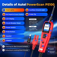 Autel PowerScanPS100 Kfz-Stromkreistester 12-24V Stromkreisprüfgerät Elektrisches Kurzschluss- und Unterbrechungsprüfgerät