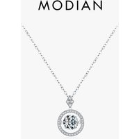 Modian 925 Sterling Silver Sparkling Luxury Pendant Necklace Link Chain Movable Zirconia Wedding Engagement Jewelry For Women
