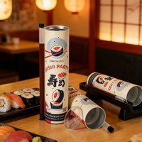 Round Sushi Push Box Wich Sauce Straw Food Grade Sushi Mold Cone Push Up Paper Bucket Package Paper Box Bento Accessories