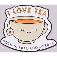 "I love tea" Enamel Pin Quotes Brooch Pines Lapel Pins Badge on Backpack Clothing Accessories Funny Jewelry Friends Gifts