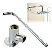 Stainless Steel Shower Extension Pipe Joint 30cm Bright Chrome Outside Arm Bottom Hose Wall Mounted Shower Head Extension Arm