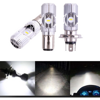 Motorcycle LED Bulbs H4 BA20D Headlight Spotlight Hi/Lo Beam Light DRL Daytime Running Light 12-80V 24W CSP 2SMD Chip White