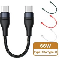 66W Type C Data Cable 25cm Short Cable USB C to Type C Fast Charging Data Cord Portable Power Bank For iPhone 17 Huawei Samsung