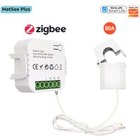 Smart Life ZigBee Clamp Power Digital Meter Energy Monitor 80A CT Din Rail App Electricity Statistics AC 110V 240V 50/60Hz