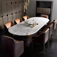 Marble Dining Table Set 8 Seaters Modern Oval Handmade Home Furniture for Hotels and Dining Rooms
