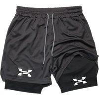 New Running Shorts Summer Men Gym Sports Shorts 2-In-1 Quick Drying Workout Loose Boxing Harajuku Bottoms Fitness Jogging Short