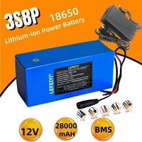 100% True Capacity 3S8P 12V 28000mAh 18650 Rechargeable Lithium Battery with Integrated BMS Circuit Protection Board
