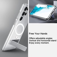 Clear Kickstand Case for Samsung Galaxy S26 S25 S22 Ultra S23 Plus S21 S24 Crystal Magnetic Case with Metal Stand Shell Cover