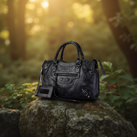 Women Motorcycle Tote Bag Large Capacity Shoulder Handbag Crossbody Bag Retro City Style Commuter Travel Bag