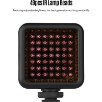 IR49S Mini IR Night Vision Light Infrared Photography Light for Video Camera Camcorder Built-in Rechargeable Battery with