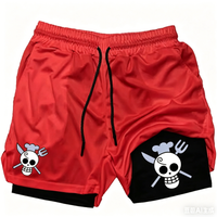 One Piece Anime Men'S Compression Shorts Summer 2 In 1 Double Layered Shorts Gym Fitness Running Shorts Quick Dry Beach Shorts