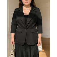 Plus Size Women's Blazer Lapel 3/4 Sleeve 1 Button Solid Tailored Blazer Blazer Spring Summer Formal Blazer Office Light Outfit